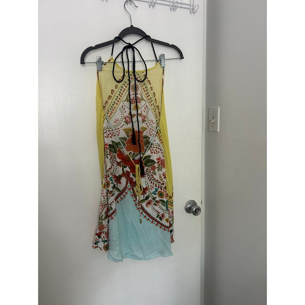 FARM Rio Yellow, Red & Light Blue Floral Halter Midi Dress - Picture 6 of 9